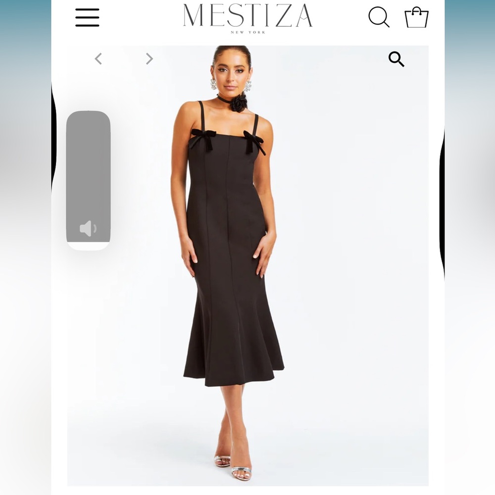Black Spaghetti Strap Midi Sundress for Cocktail Events